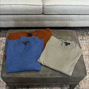3 Banana Republic merino wool Sweaters - Blue, Orange, Tan